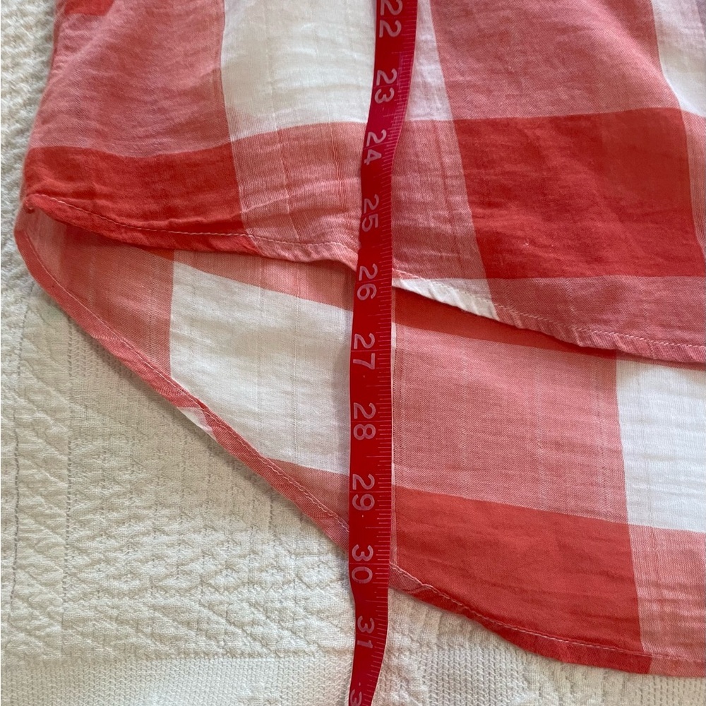 Lane Bryant Women’s button down orange and white plaid long sleeve blouse - Picture 5 of 6
